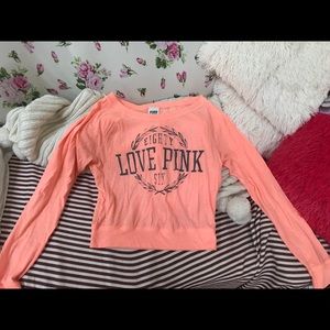 PINK lace long sleeve T-shirt